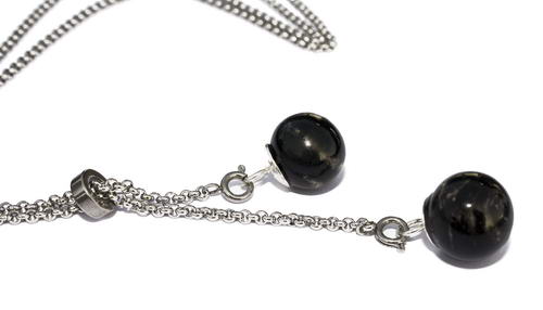 Lariat RVS ketting met 2 as in glaskralen